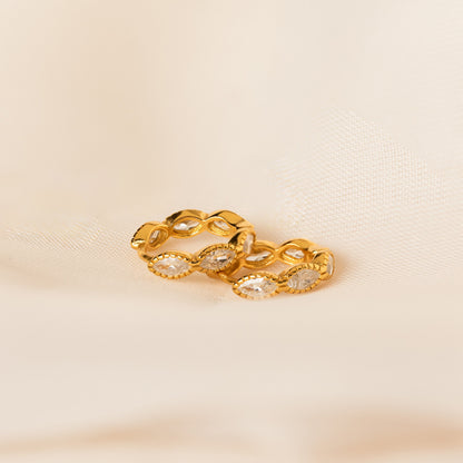 Marquise Inlay Huggies 18K Gold