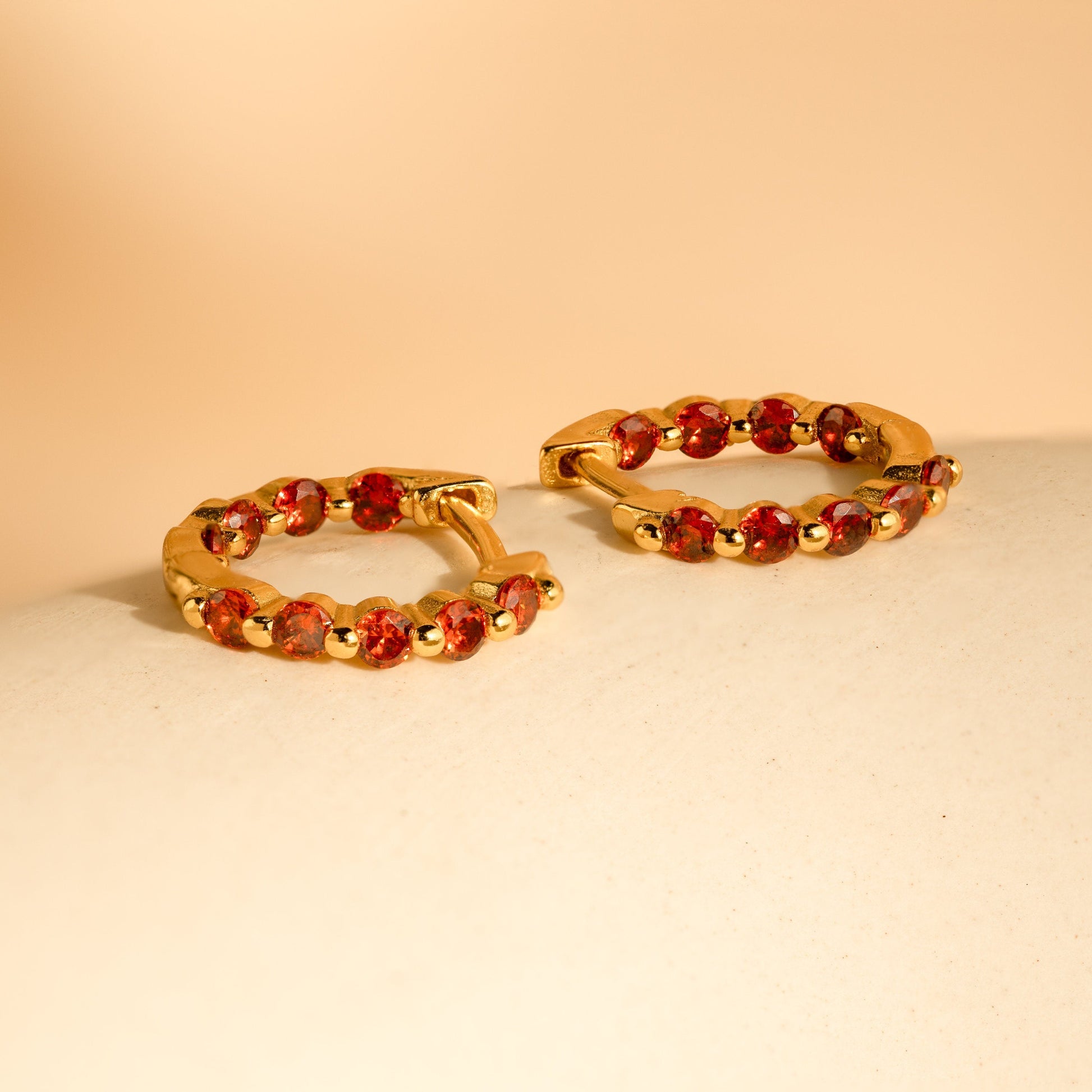 Inside Out Garnet Huggies 18K Gold