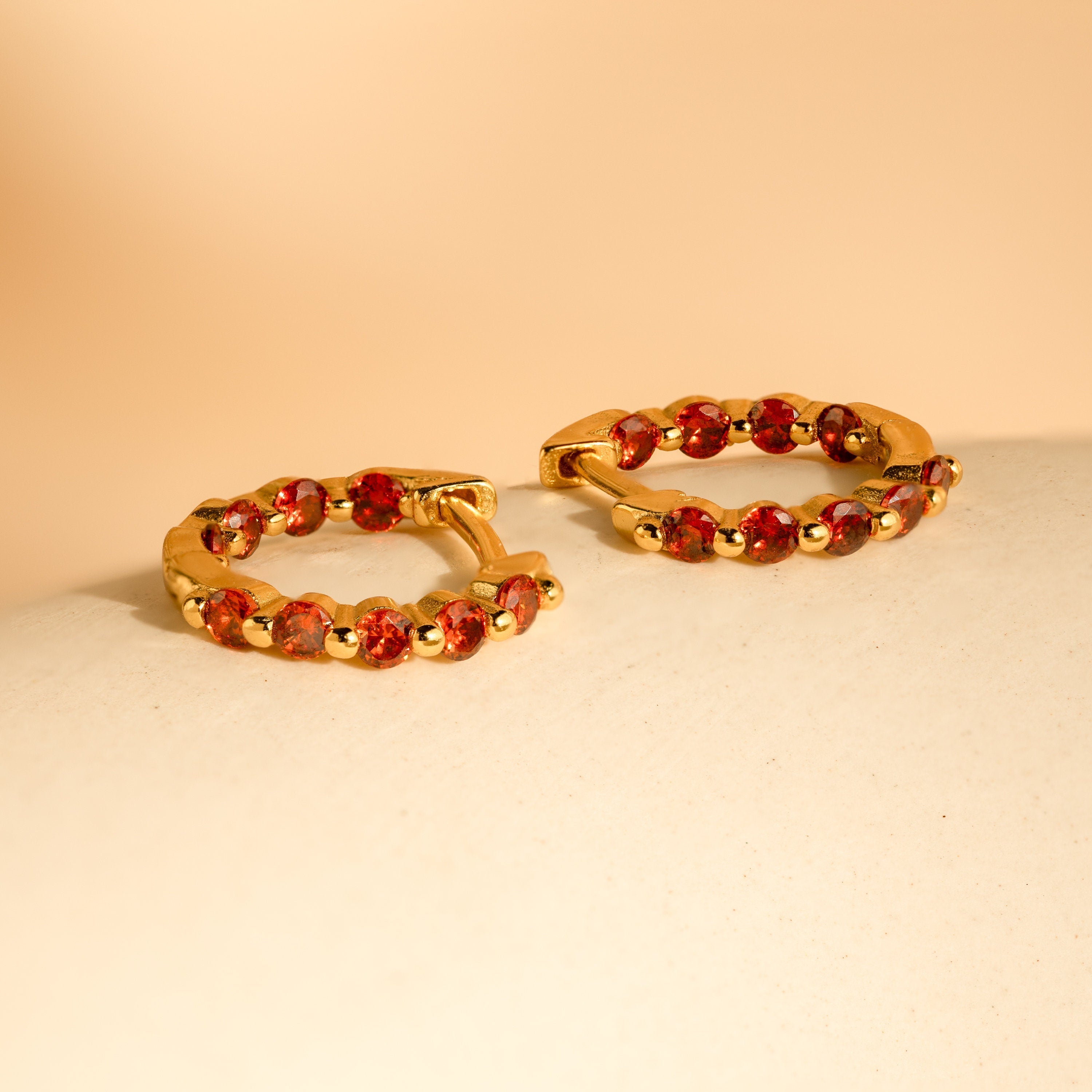 Inside Out Garnet Huggies 18K Gold