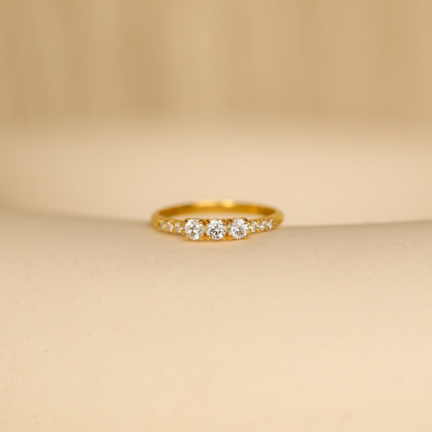 Eternal Splendor: The Pave Triple Birthstone Eternity Ring 18K Gold