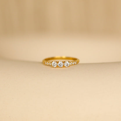 Eternal Splendor: The Pave Triple Birthstone Eternity Ring 18K Gold