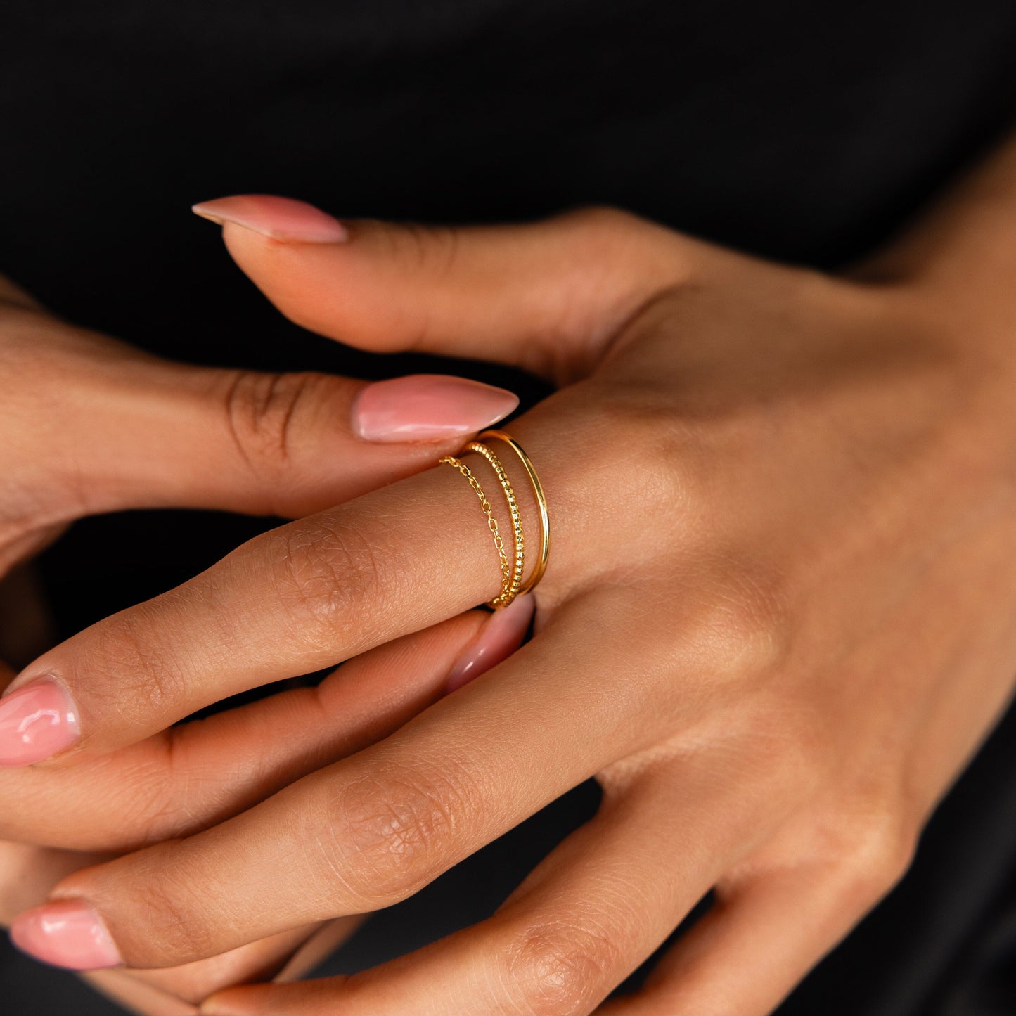Versatile Elegance: The Textured Stacking Ring Set