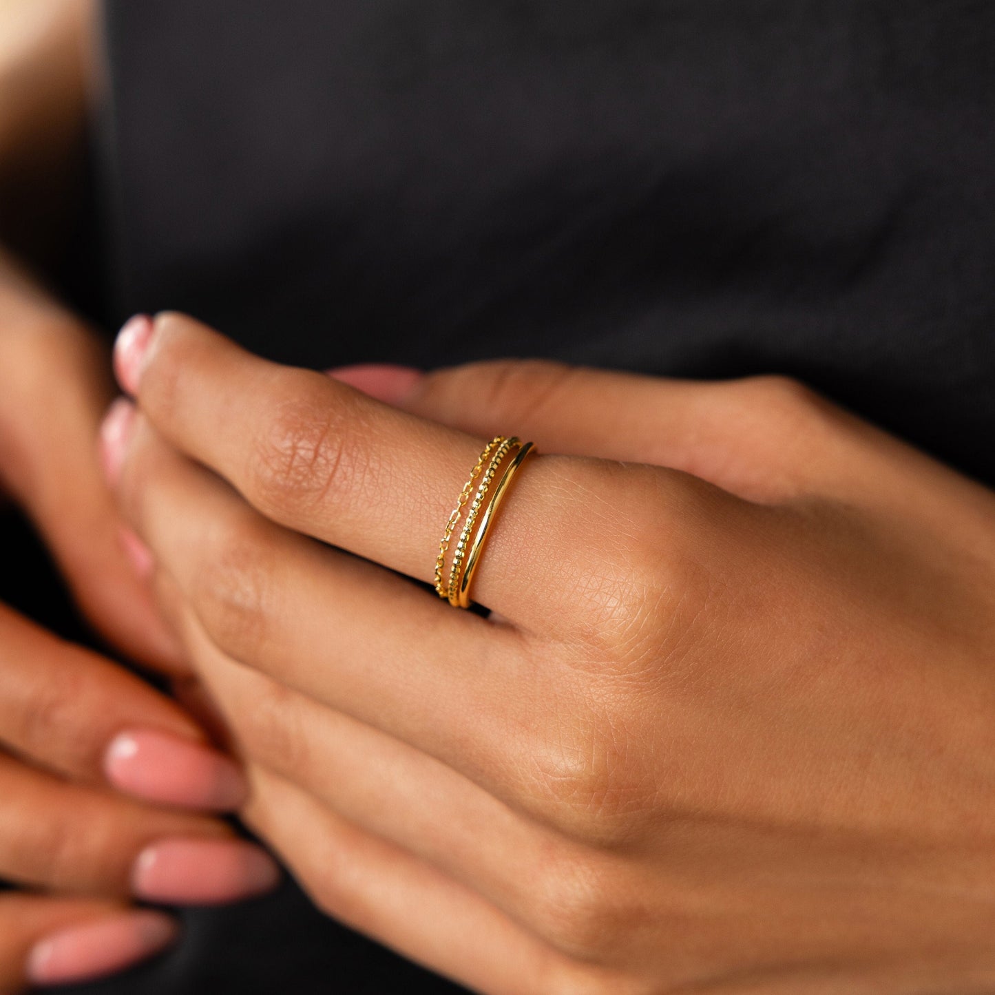 Versatile Elegance: The Textured Stacking Ring Set