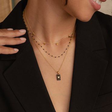 Pave Black Sun Necklace