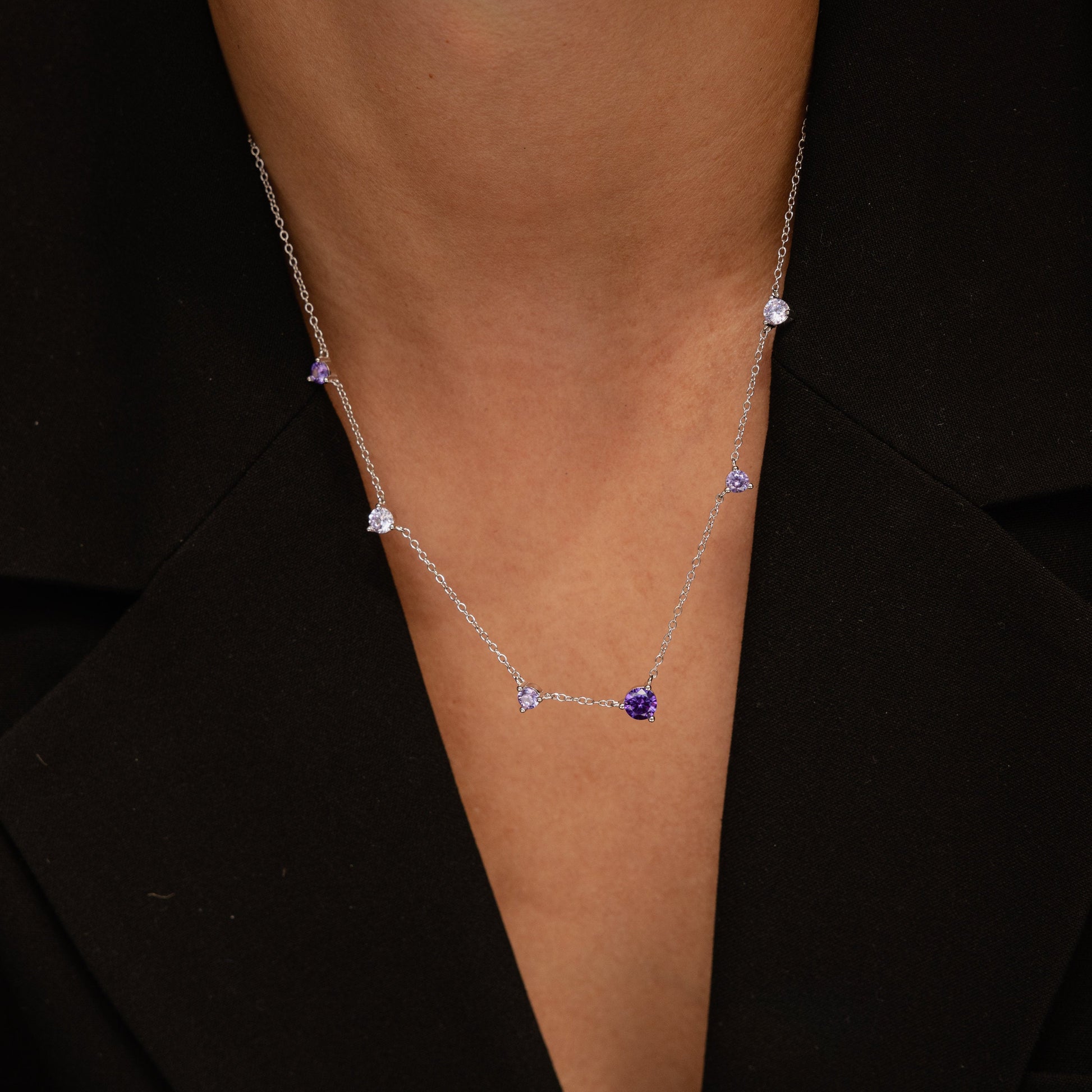 Radiant Grace: Amethyst Station Necklace