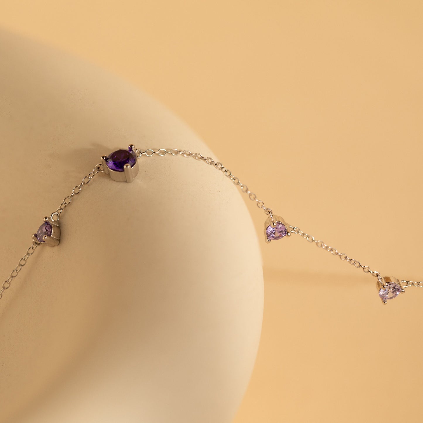 Radiant Grace: Amethyst Station Necklace Sterling Silver