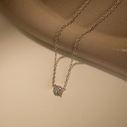 Hexagon Diamond Necklace Sterling Silver