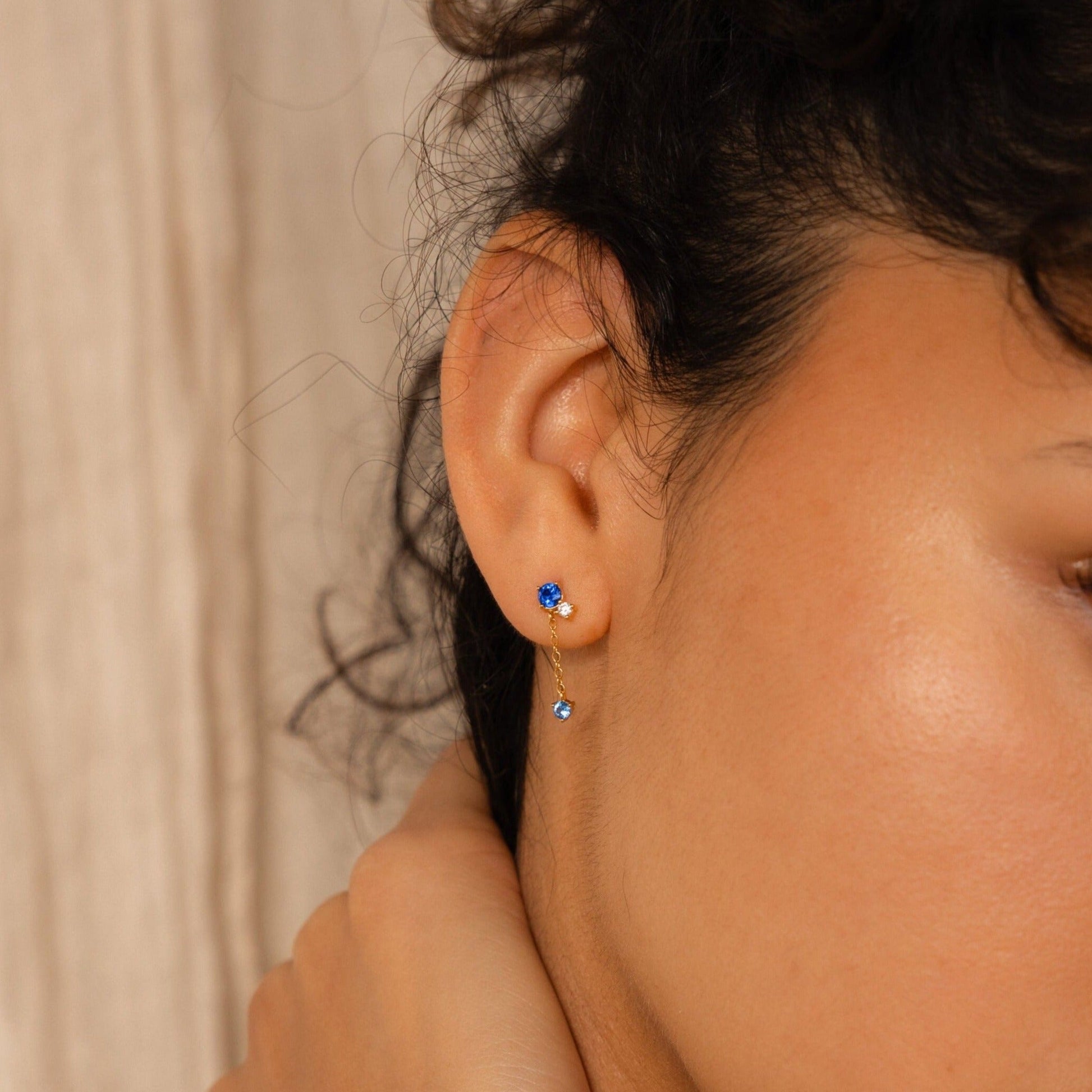 Sapphire Diamond Drop Earrings
