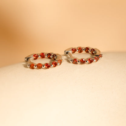 Inside Out Garnet Huggies Sterling Silver
