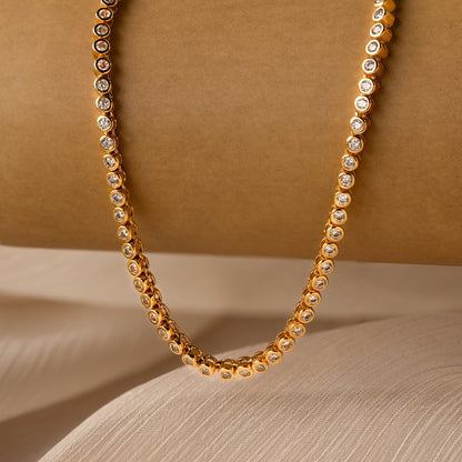 Diamond Bezel Tennis Necklace 18K Gold