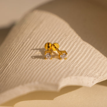 Diamond Flatback Studs 18K Gold