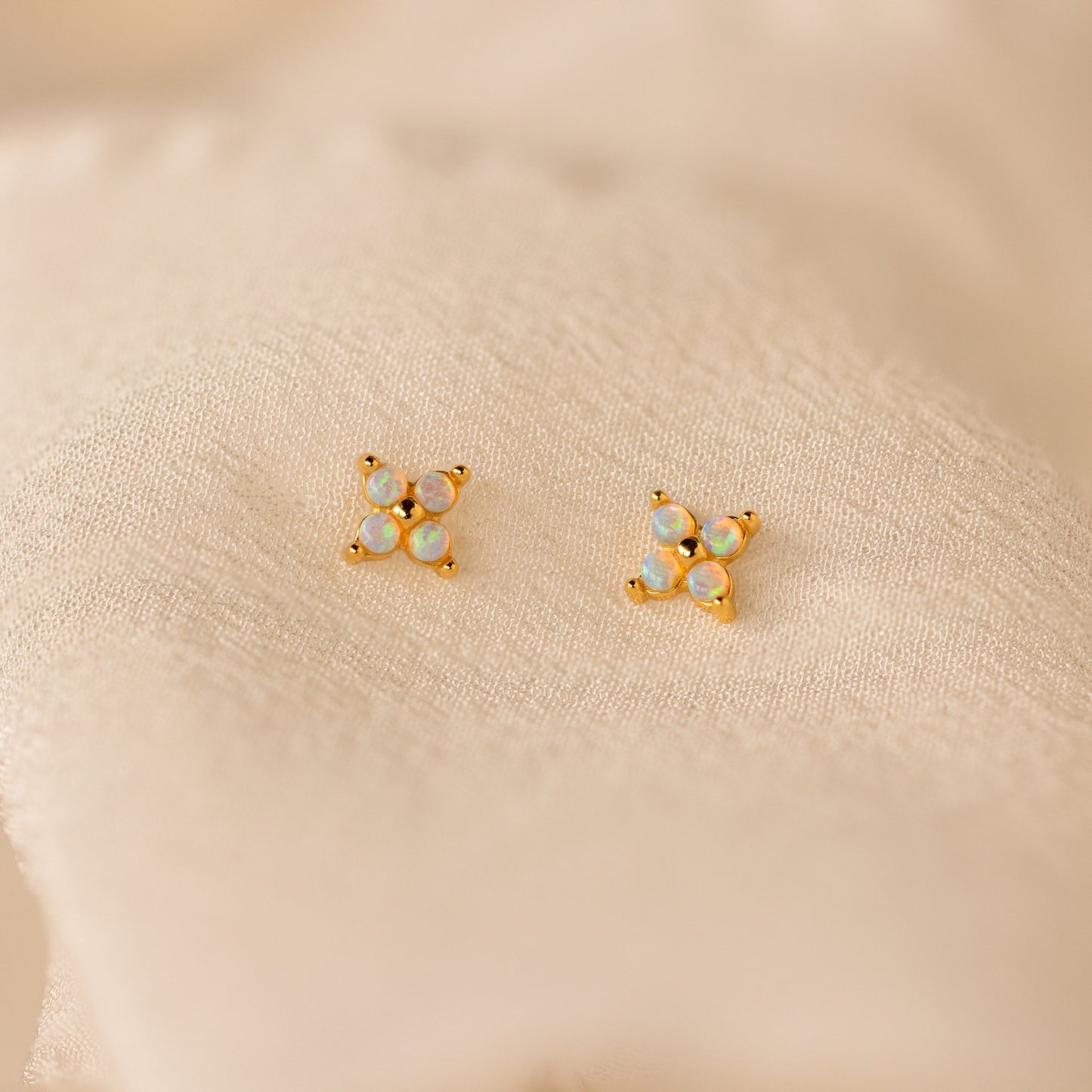Ivy Opal Flower Studs 18K Gold