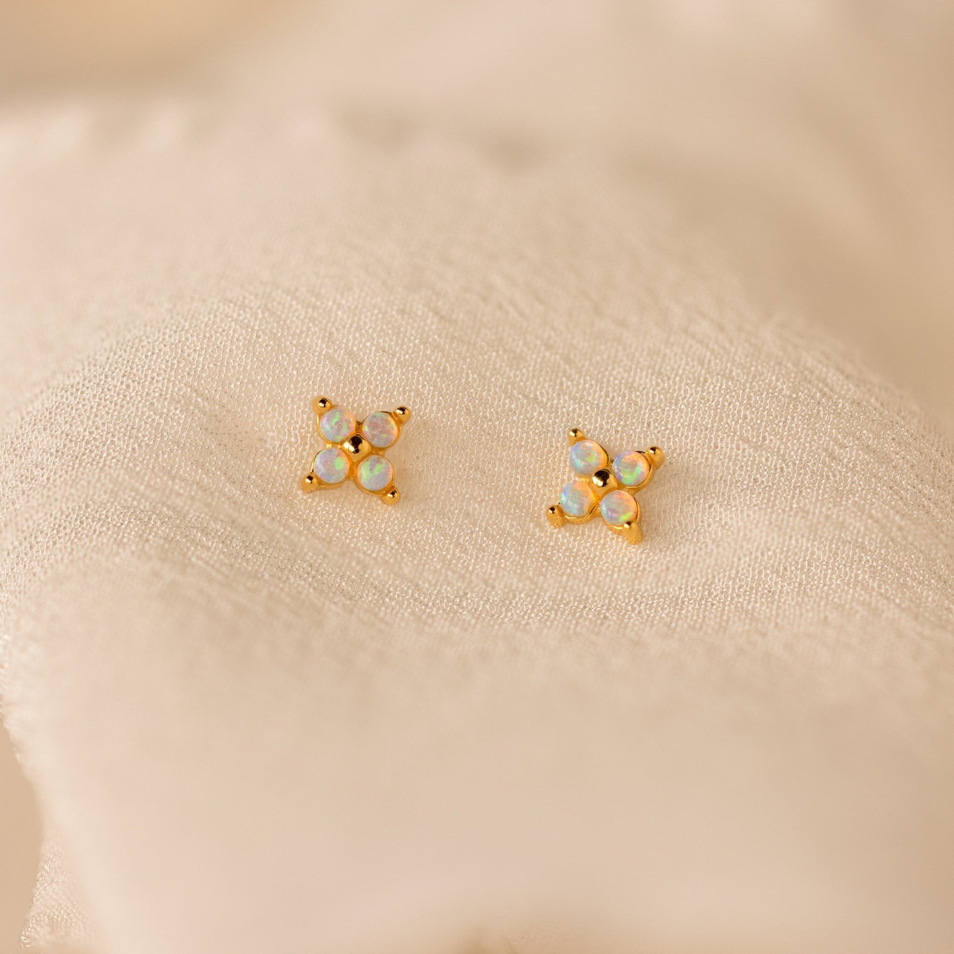 Ivy Opal Flower Studs 18K Gold