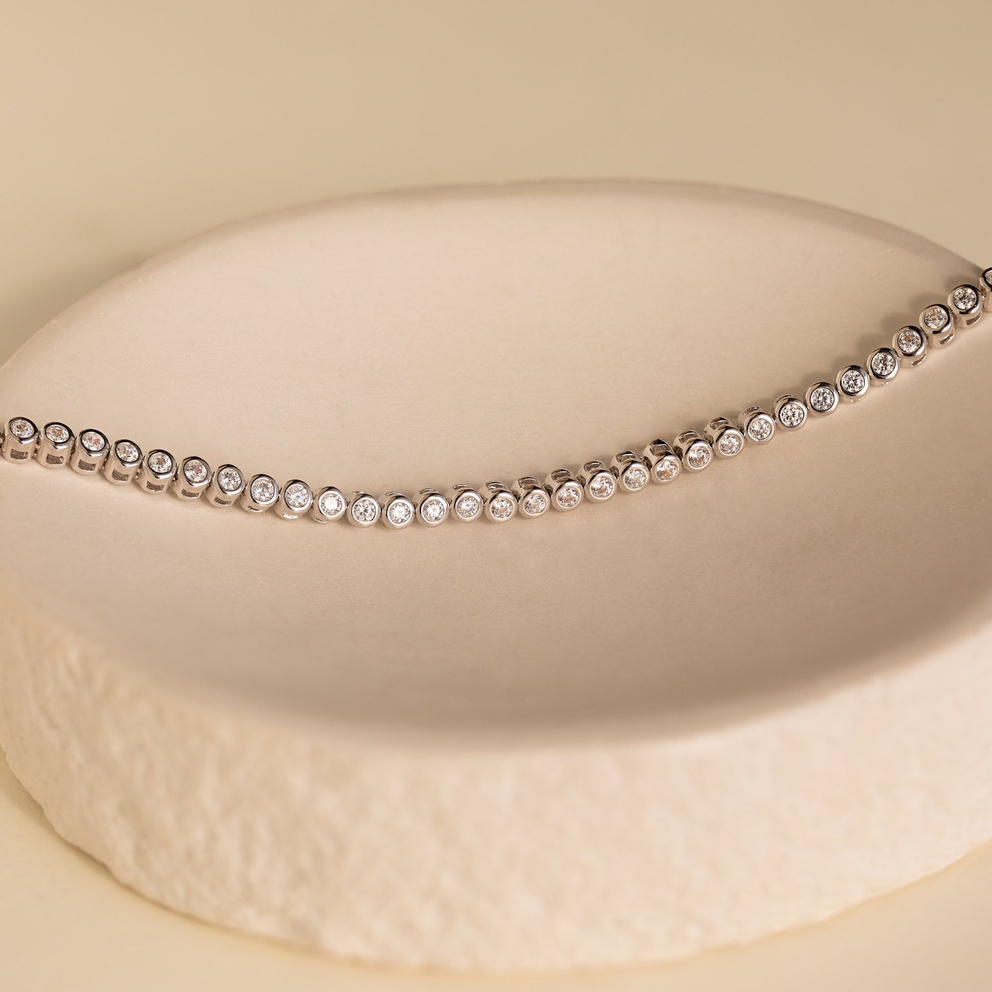 Diamond Bezel Tennis Bracelet Sterling Silver