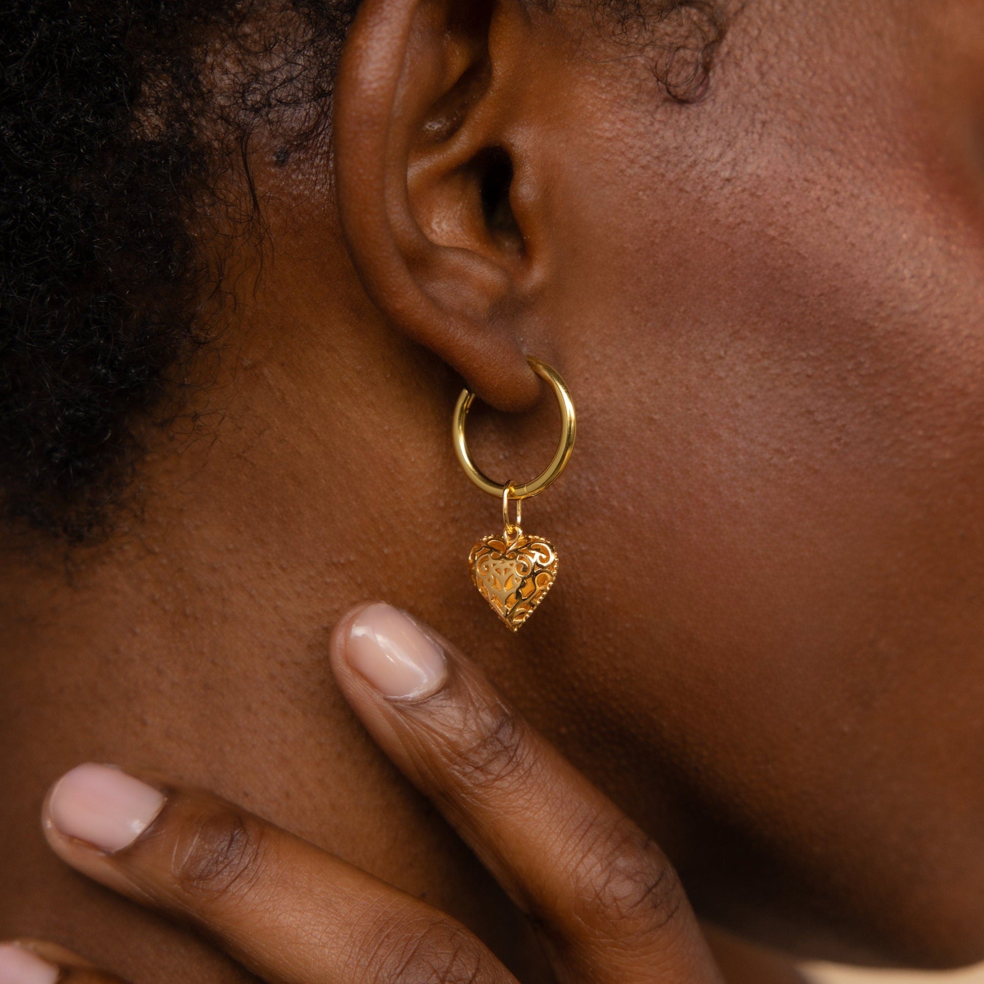 Vintage Heart Charm 18K Gold