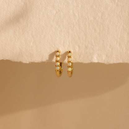 Opal Link Hoops 18K Gold