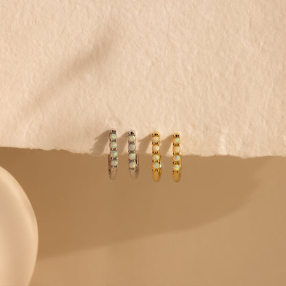 Opal Link Hoops Sterling Silver