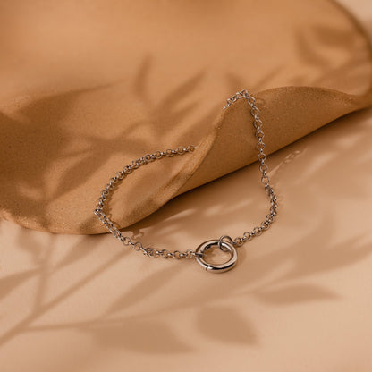 Personalized Chic: Minimalist Circle Bracelet Sterling Silver