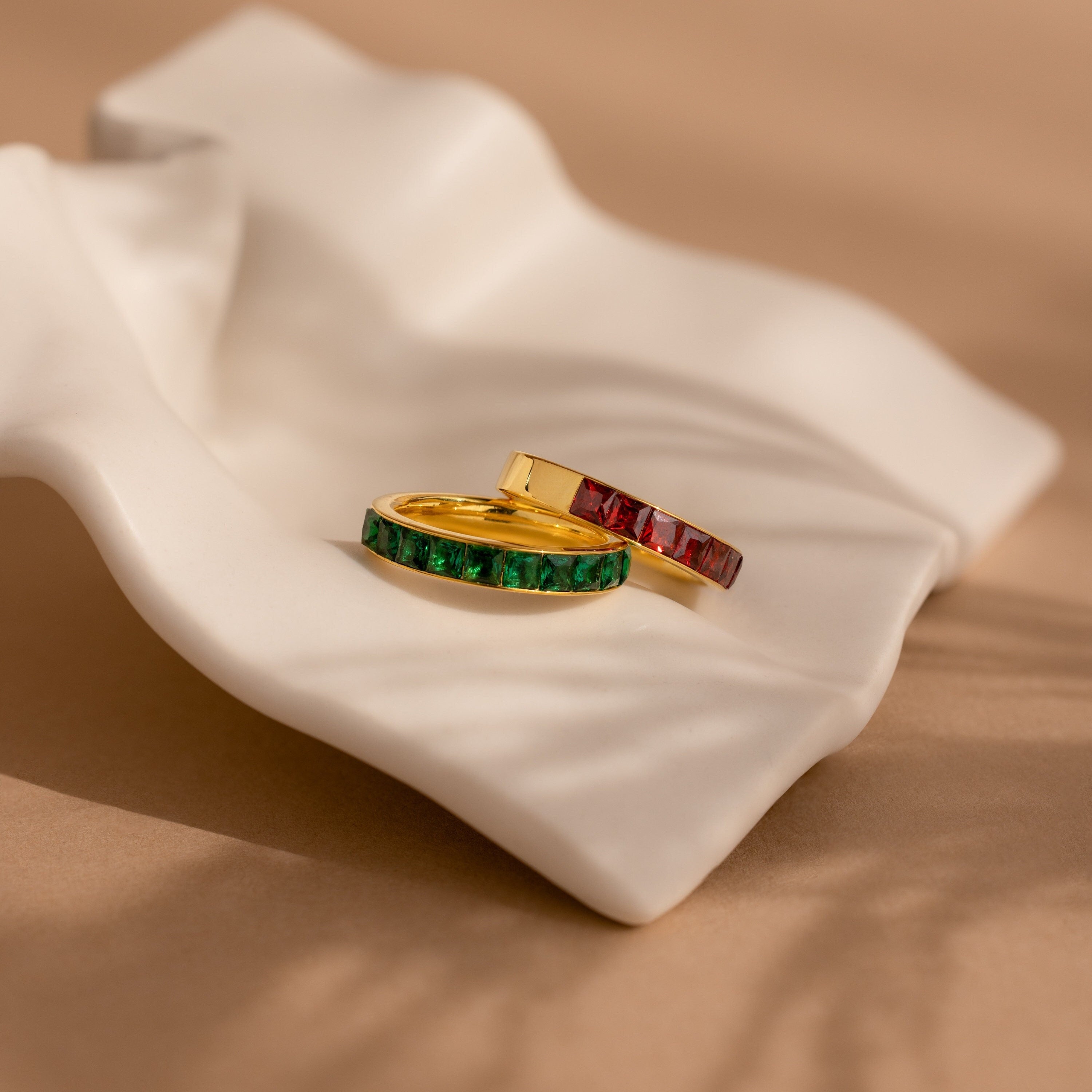 Birthstone Inlay Band Sterling Silver