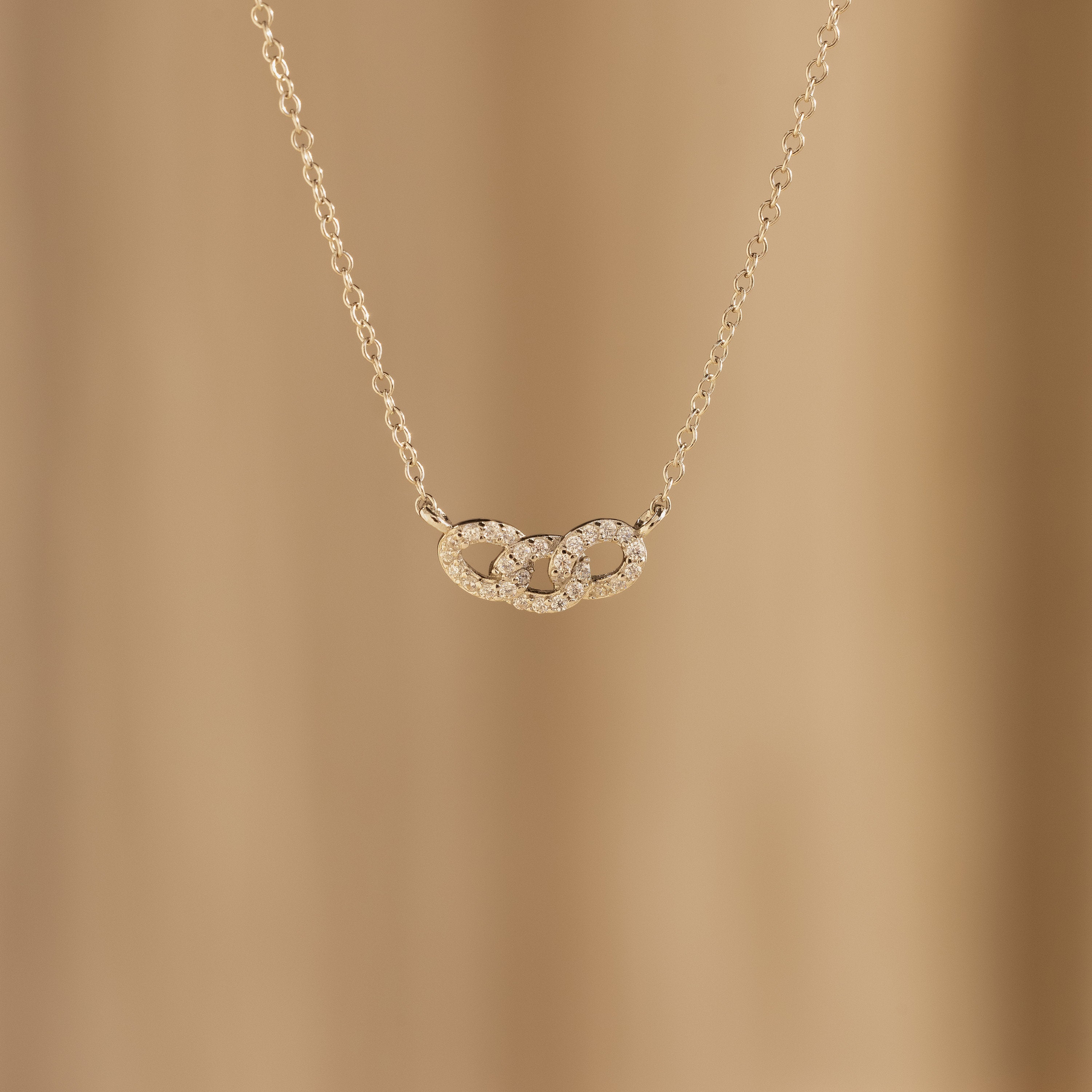 Pave Link Necklace Sterling Silver