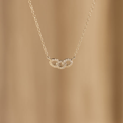 Pave Link Necklace Sterling Silver