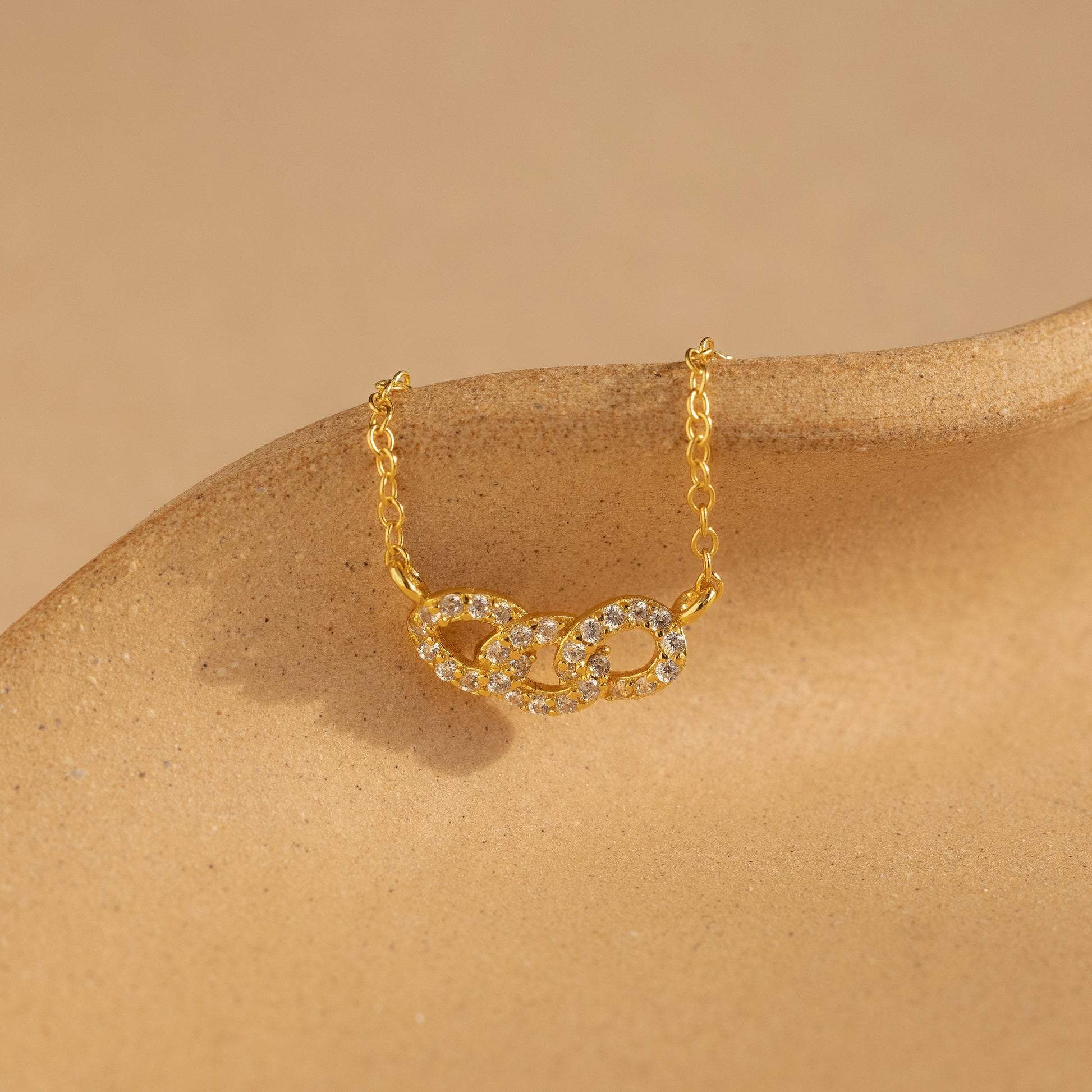 Pave Link Necklace 18K Gold