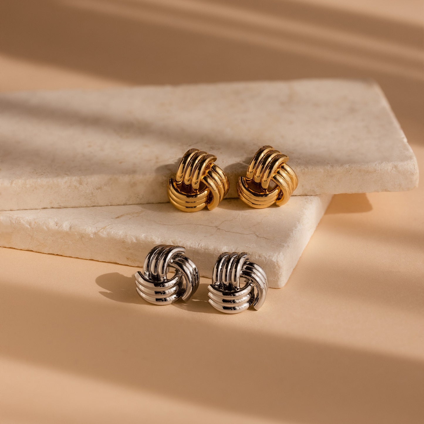 Bold Triple Knot Stud Earrings: A Stylish Tribute to Mom's Bold Spirit