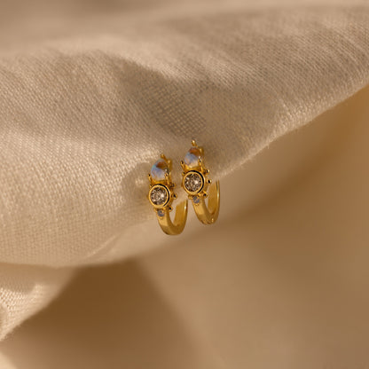Opal and Diamond Huggies 18K Gold