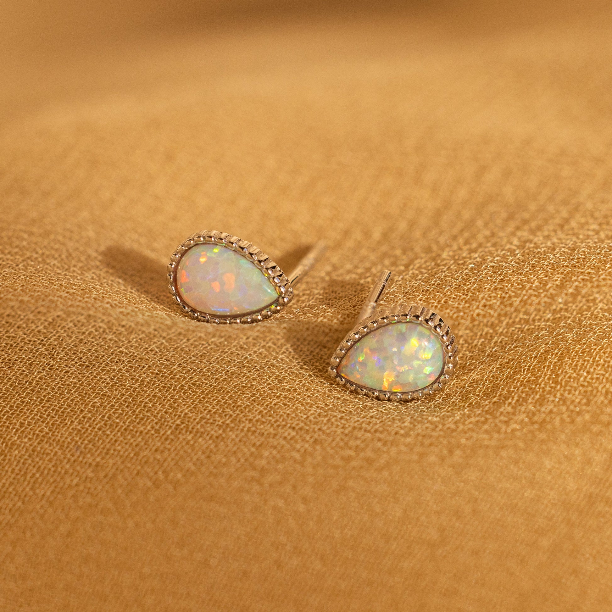 Opal Teardrop Studs Sterling Silver