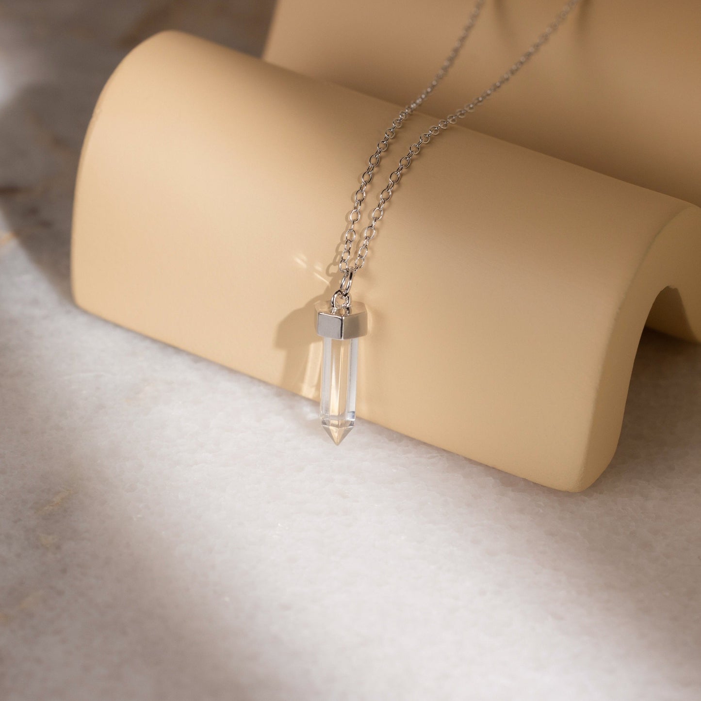 Cosmic Clarity: Clear Quartz Hexagonal Pendant Necklace