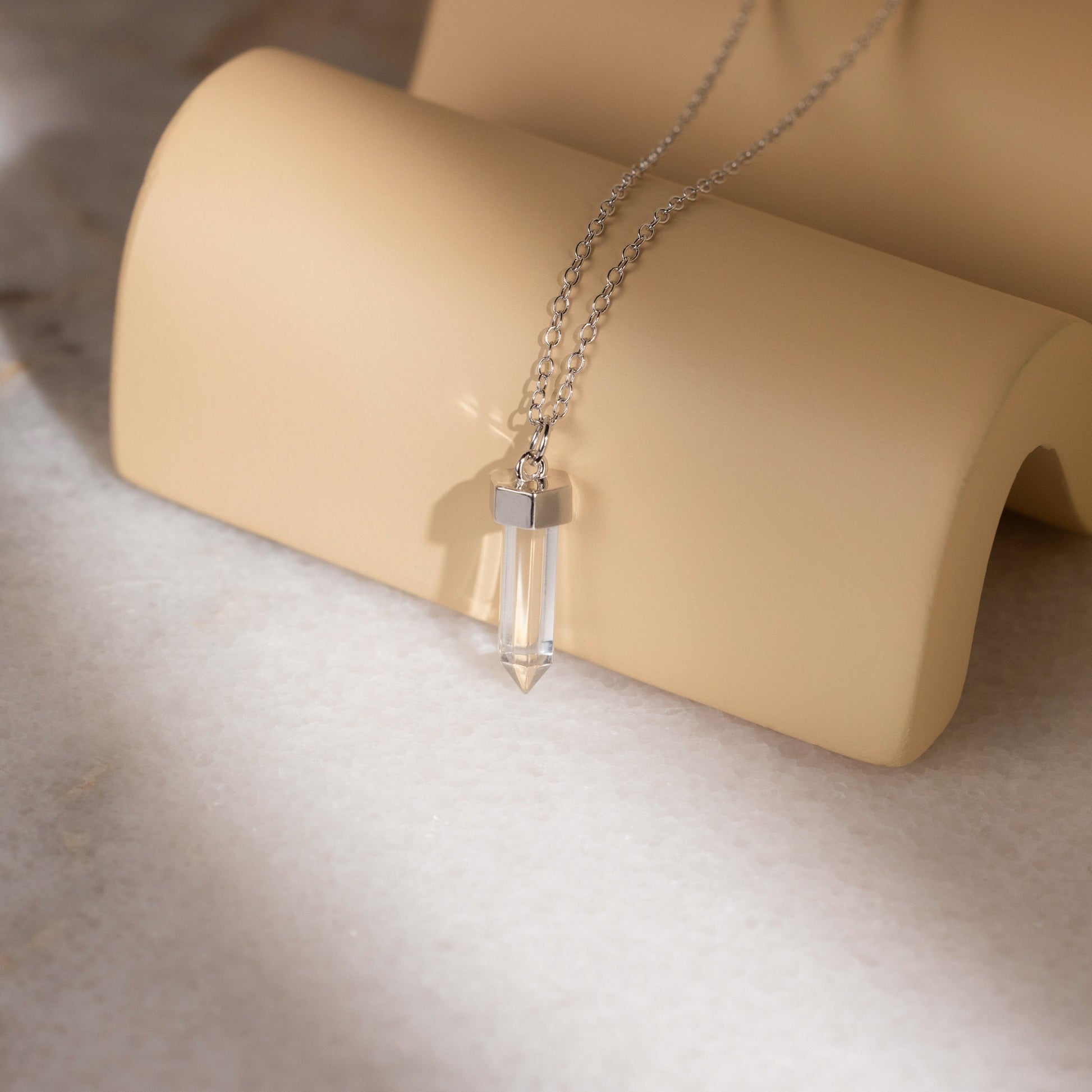 Cosmic Clarity: Clear Quartz Hexagonal Pendant Necklace