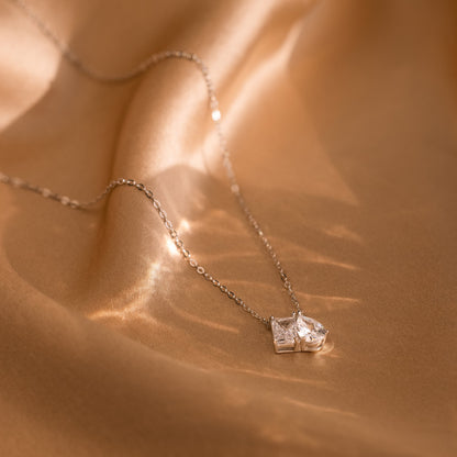 Toi et Moi Diamond Necklace Sterling Silver