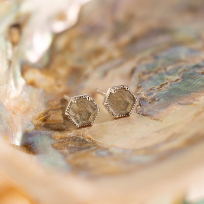 Labradorite Hexagon Studs Sterling Silver