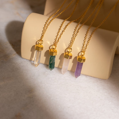 Cosmic Clarity: Clear Quartz Hexagonal Pendant Necklace
