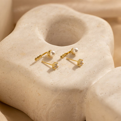 Diamond Pearl Ear Jackets 18K Gold