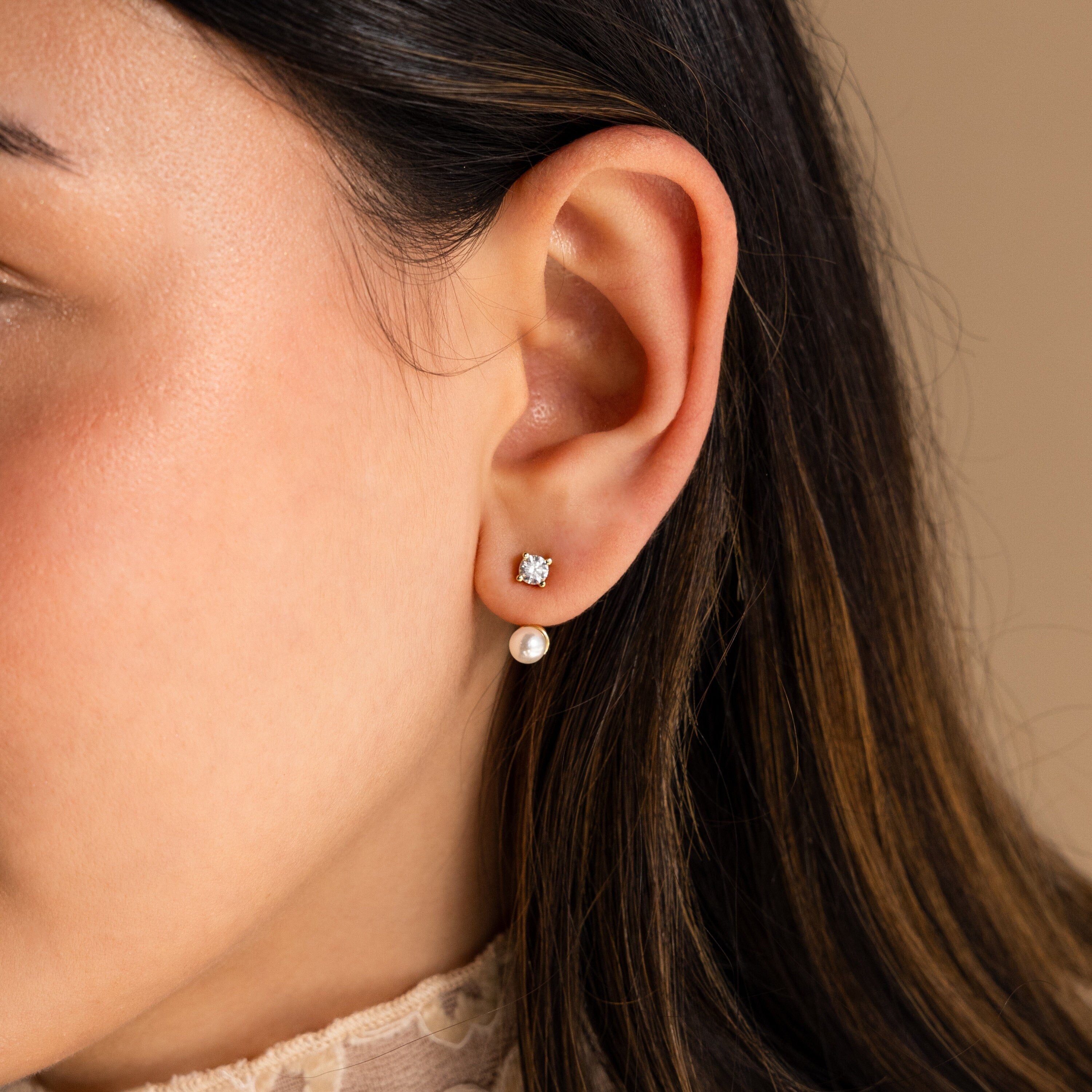 Diamond Pearl Ear Jackets