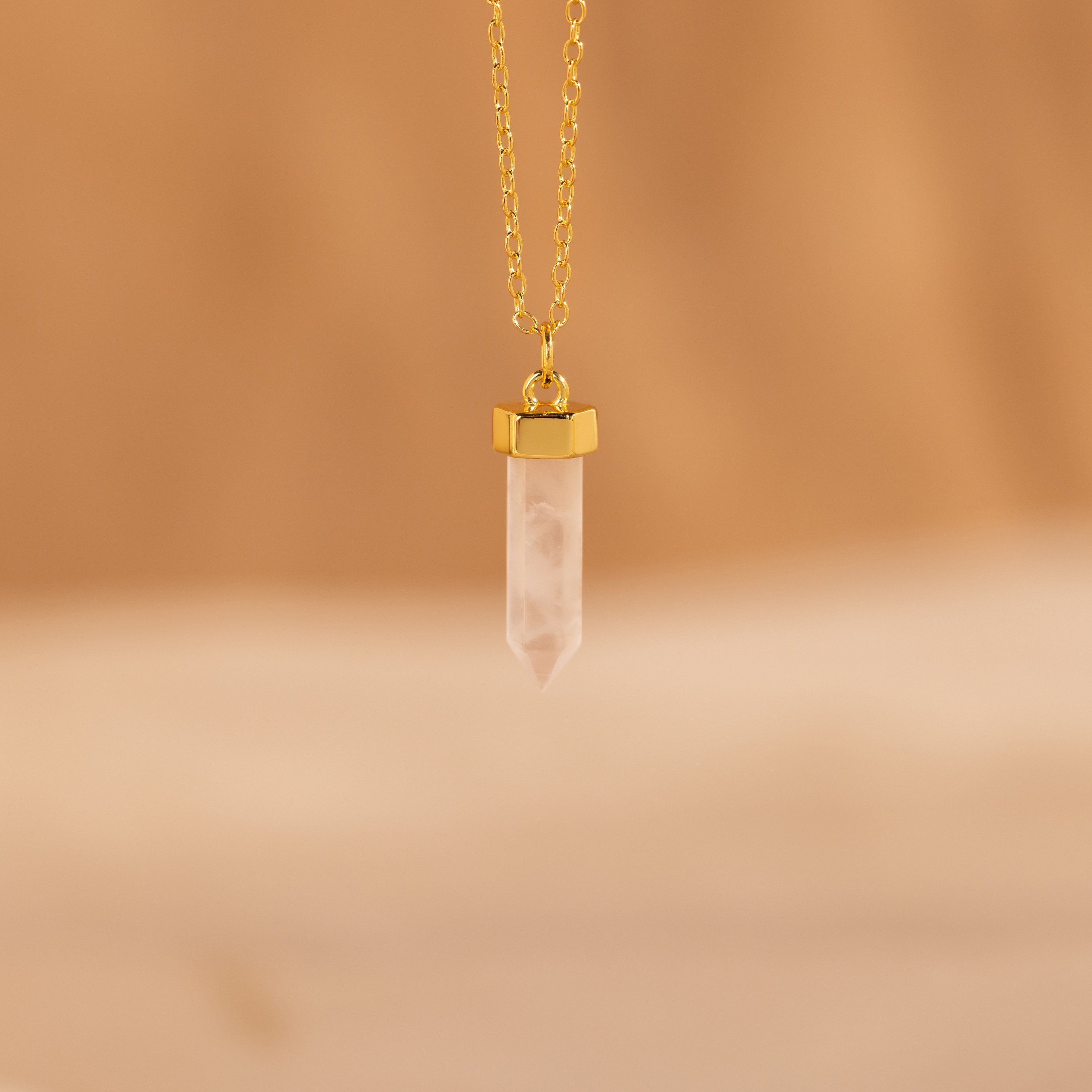 Rose Quartz Necklace 18K Gold