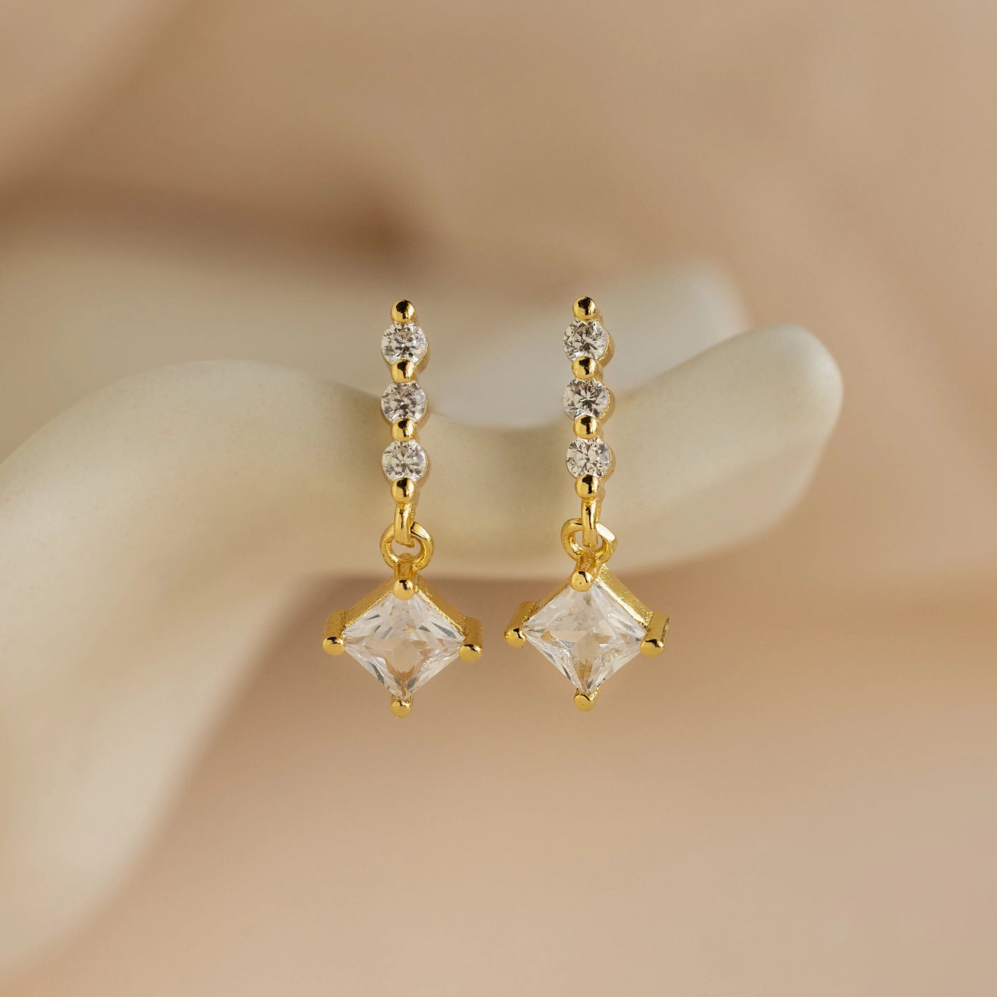 Princess Diamond Drop Studs