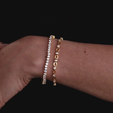Luxurious gold Diamond Chain Tennis Bracelet featuring brilliant-cut cubic zirconia stones