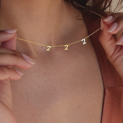 Old English Angel Number Necklace