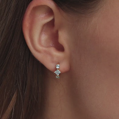 Aquamarine Huggie Hoops