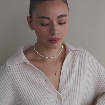 Tiny Pearl Diamond Necklace
