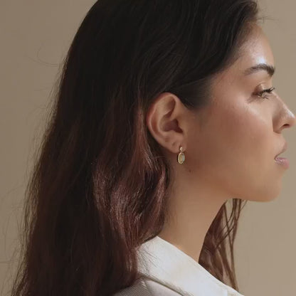 Moonstone Drop Earrings with Diamond Stud