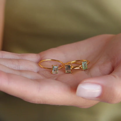 Agate Emerald Stack Ring