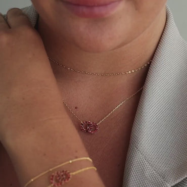 Rose Gold necklace with two birthstone pendants for a meaningful gift.