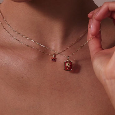 Garnet Floral Birthstone Necklace