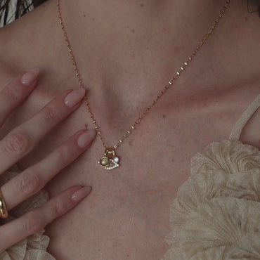 Evil eye charm necklace with pave stones