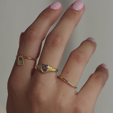 Initial Padlock Ring in 18K gold