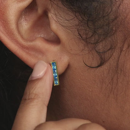 Personalized Birthstone Bar Stud Earrings