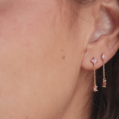 Mixed Crystal Drop Earrings